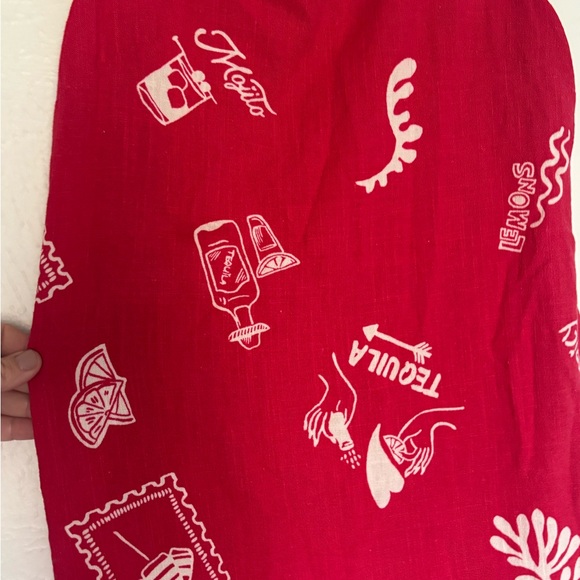 Paper Heart by Anthropologie red linen-blend tequila-themed shift dress Small - Picture 3 of 5